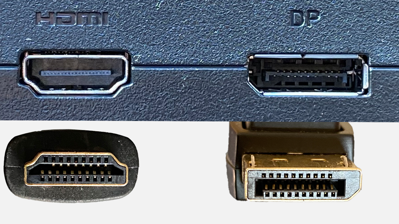 DisplayPort und HDMI Anschluss und Kabel mit Stecker